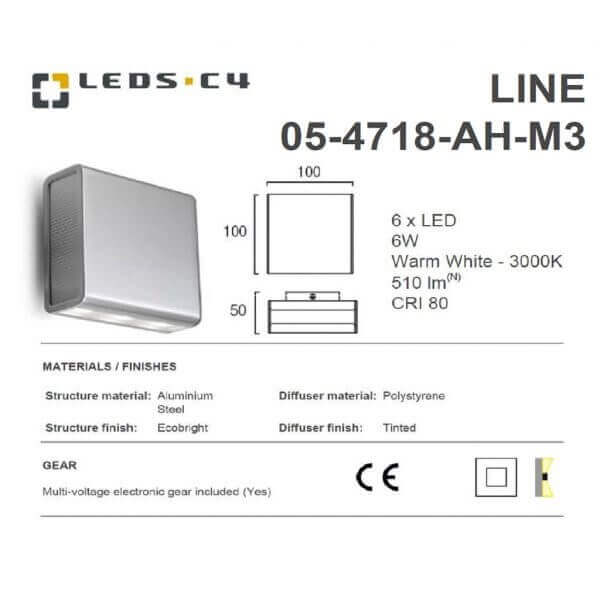 LEDS.C4 LINE 05-4718-AH-M3/ 05-4719-AH-M3 Warm White 3000K LED Wall ight-Home Decore-DELIGHT OptoElectronics Pte. Ltd