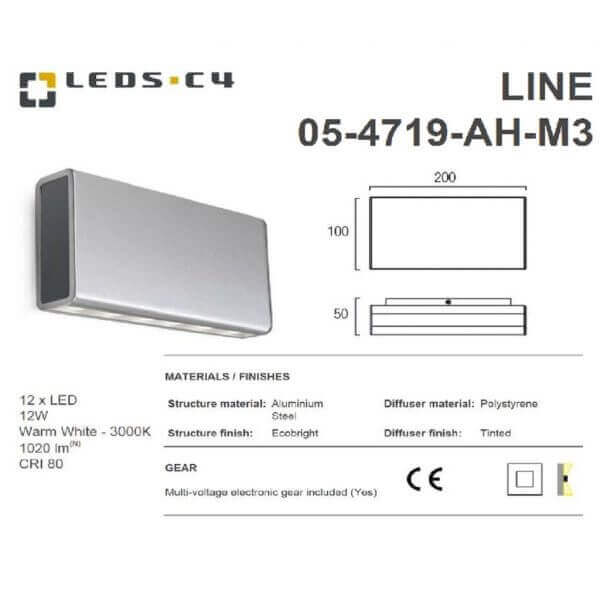 LEDS.C4 LINE 05-4718-AH-M3/ 05-4719-AH-M3 Warm White 3000K LED Wall ight-Home Decore-DELIGHT OptoElectronics Pte. Ltd