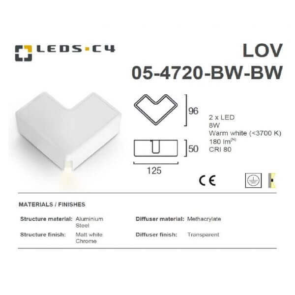 LEDS.C4 LOV 05-4720-BW-BW 2xLED 8W Warm White(<3700K) LED Wall Light-Home Decore-DELIGHT OptoElectronics Pte. Ltd