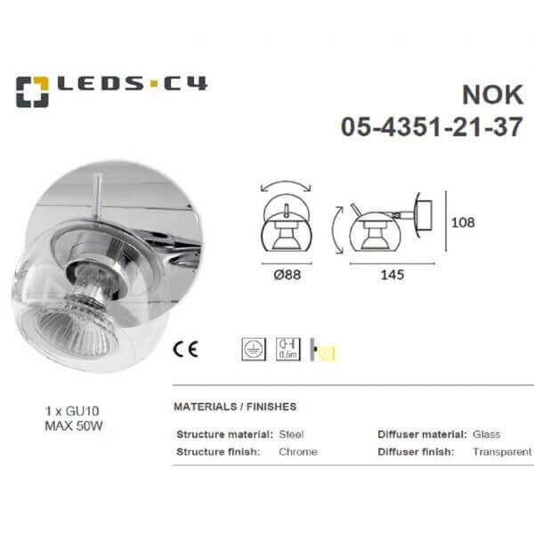 LEDS.C4 NOK 05-4351-21-37/NOK 05-4352-21-37 GU10 Wall Light-Home Decore-DELIGHT OptoElectronics Pte. Ltd