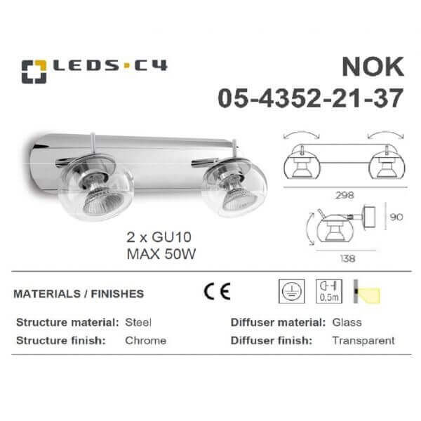LEDS.C4 NOK 05-4351-21-37/NOK 05-4352-21-37 GU10 Wall Light-Home Decore-DELIGHT OptoElectronics Pte. Ltd