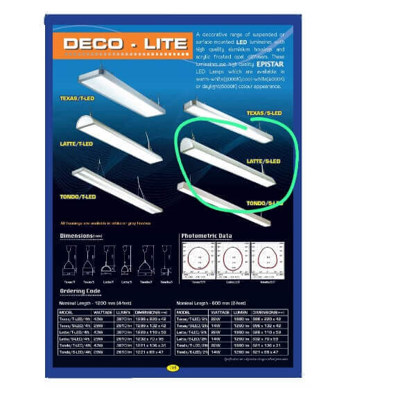 Deco-Lite Latte/S-LED/4ft (29W LED) Suspend/ Surface Mounted Aluminium Semi-Circle Slim Linear Light Fitting-Fixture-DELIGHT OptoElectronics Pte. Ltd