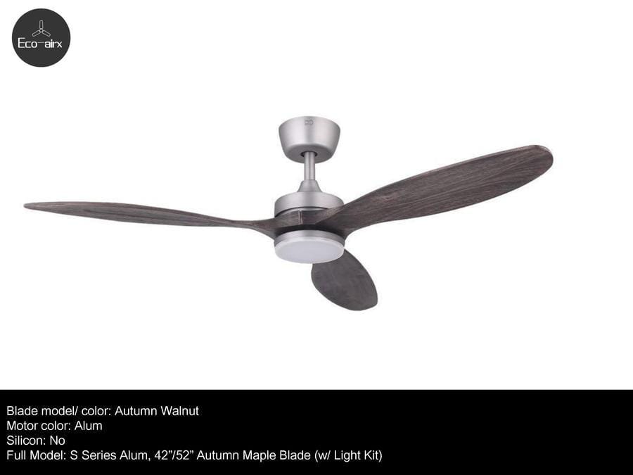 Eco Airx Home Decore Aluminium / White / Autumn 42" Eco Airx S Series Ceiling Fan With NO Led Light With No Smart Wifi - FREE Installation