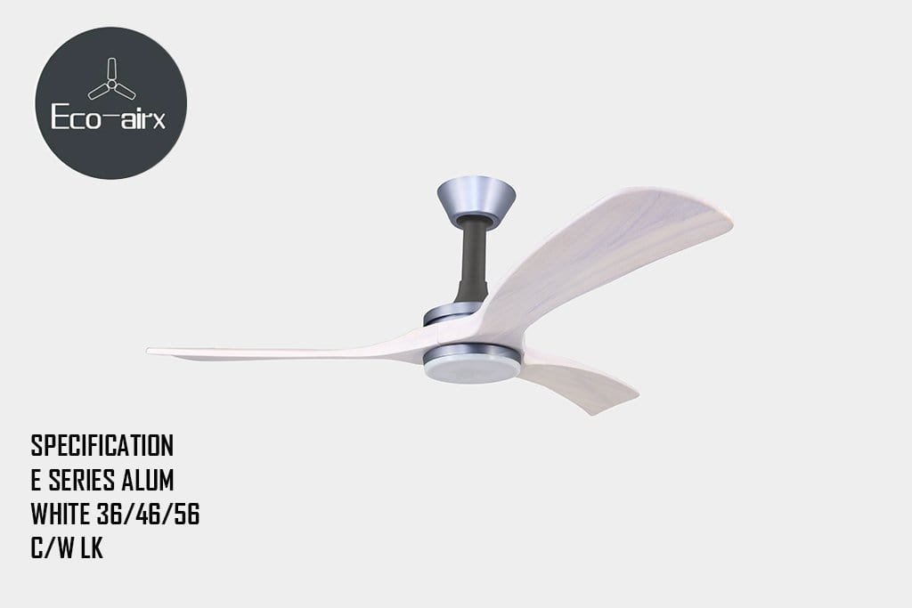 Eco Airx Home Decore Aluminium / White / Comfy 46" Eco Airx E Series Ceiling Fan With LED Light With Smart Wifi - Free Installation
