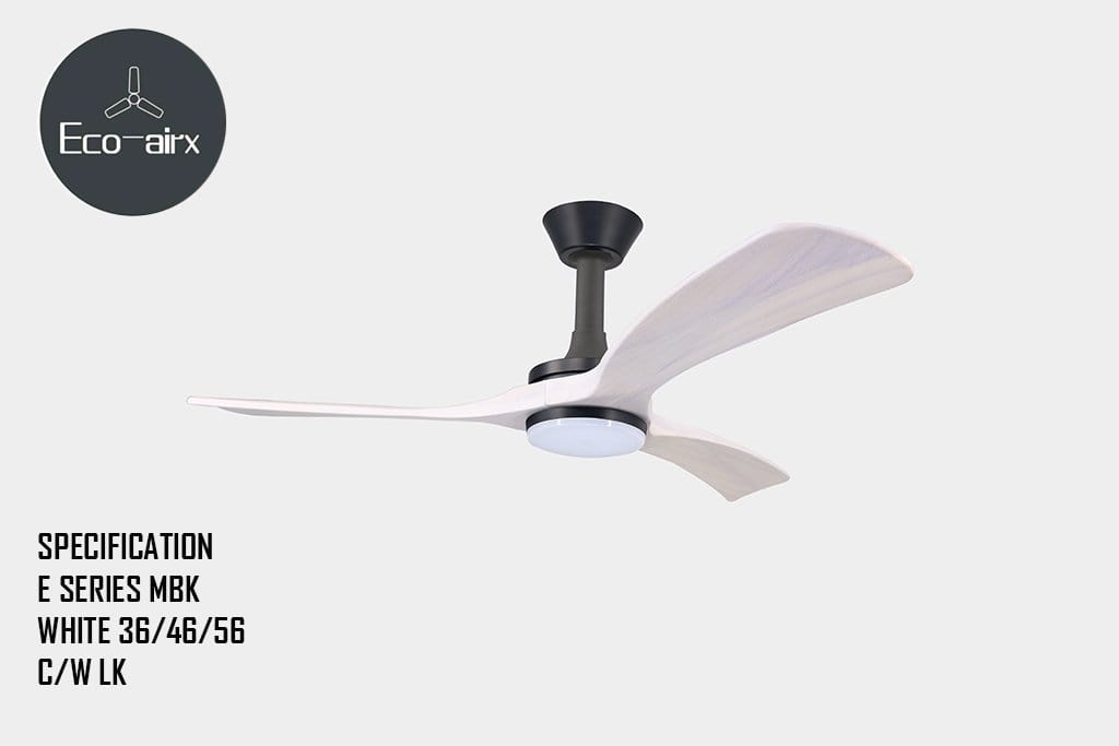 Eco Airx Home Decore Black / White / Comfy 46" Eco Airx E Series Ceiling Fan With LED Light With No Smart Wifi - Free Installation