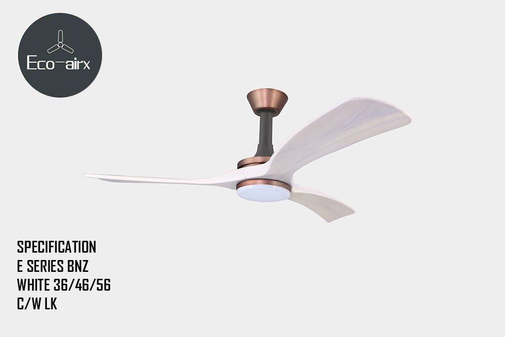 Eco Airx Home Decore Bronze / White / Comfy 46" Eco Airx E Series Ceiling Fan With LED Light With No Smart Wifi - Free Installation
