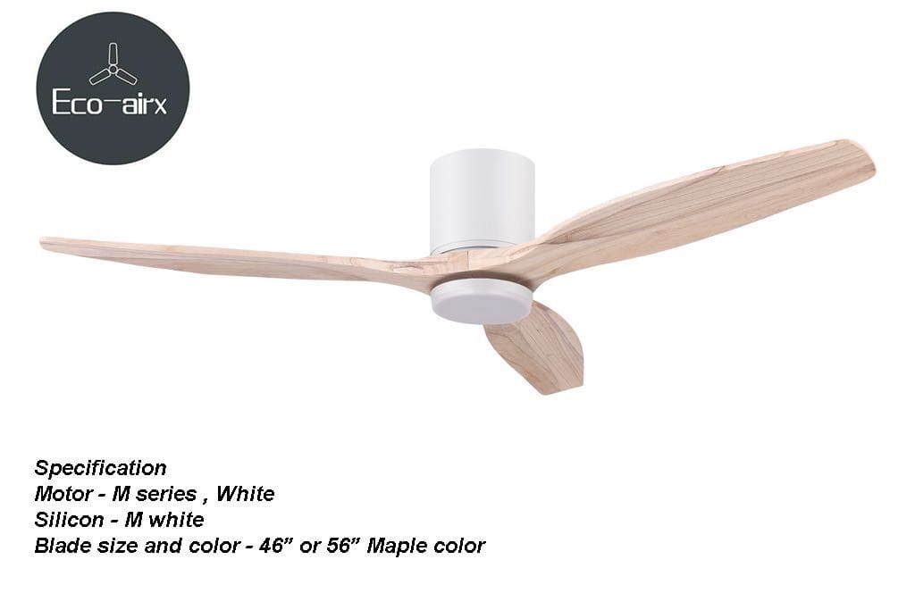 Eco Airx Home Decore White / Maple / Comfy 46" Eco Airx M Series Ceiling Fan With LED Light With No Smart Wifi - Free Installation