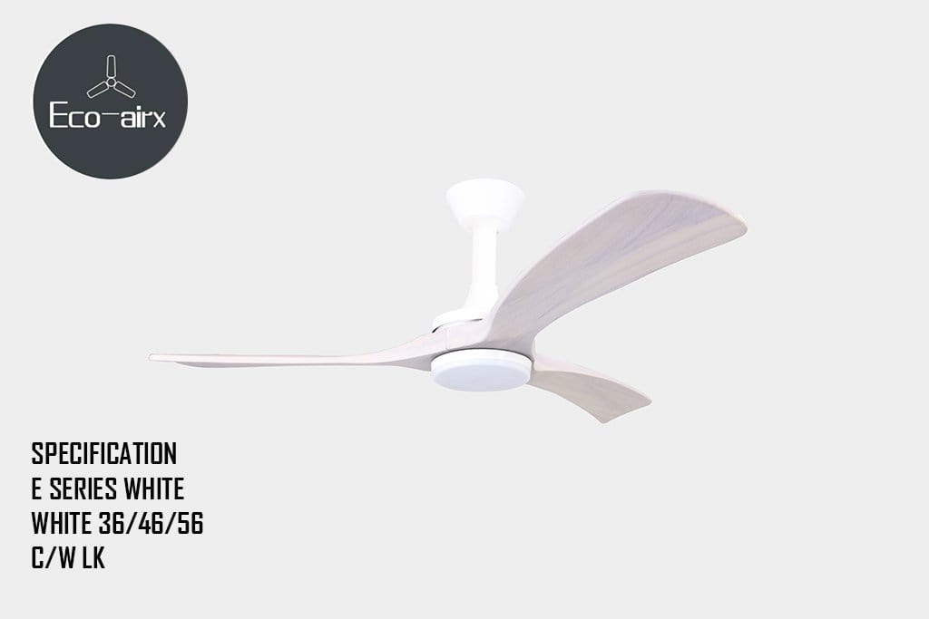 Eco Airx Home Decore White / White / Comfy 46" Eco Airx E Series Ceiling Fan With LED Light With No Smart Wifi - Free Installation
