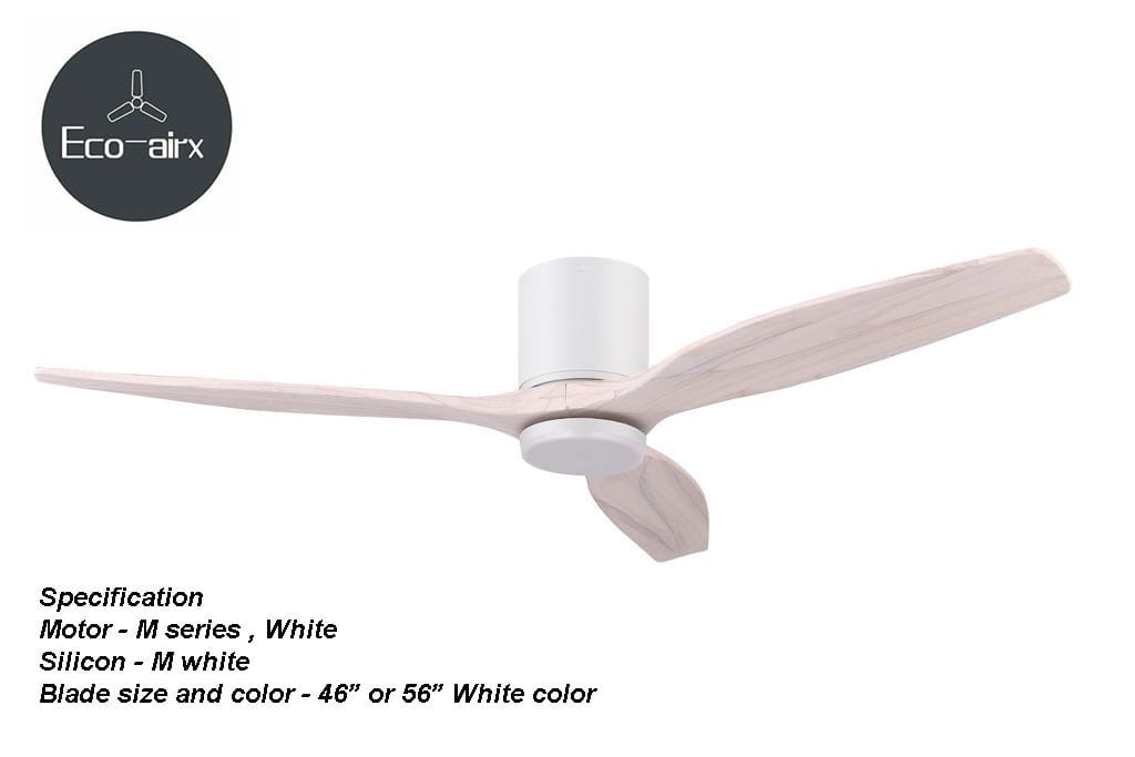 Eco Airx Home Decore White / White / Comfy 46" Eco Airx M Series Ceiling Fan With LED Light With No Smart Wifi - Free Installation