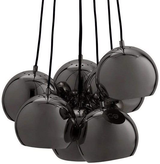 FRANDSEN Home Decore Glossy Black Chrome Frandsen BALL Chandelier with 7 spots - black chrome / glossy