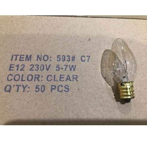 J5 Light Bulb 593 C7 E12 230V 5-7W Clear Incandescent Bulb x50PCs