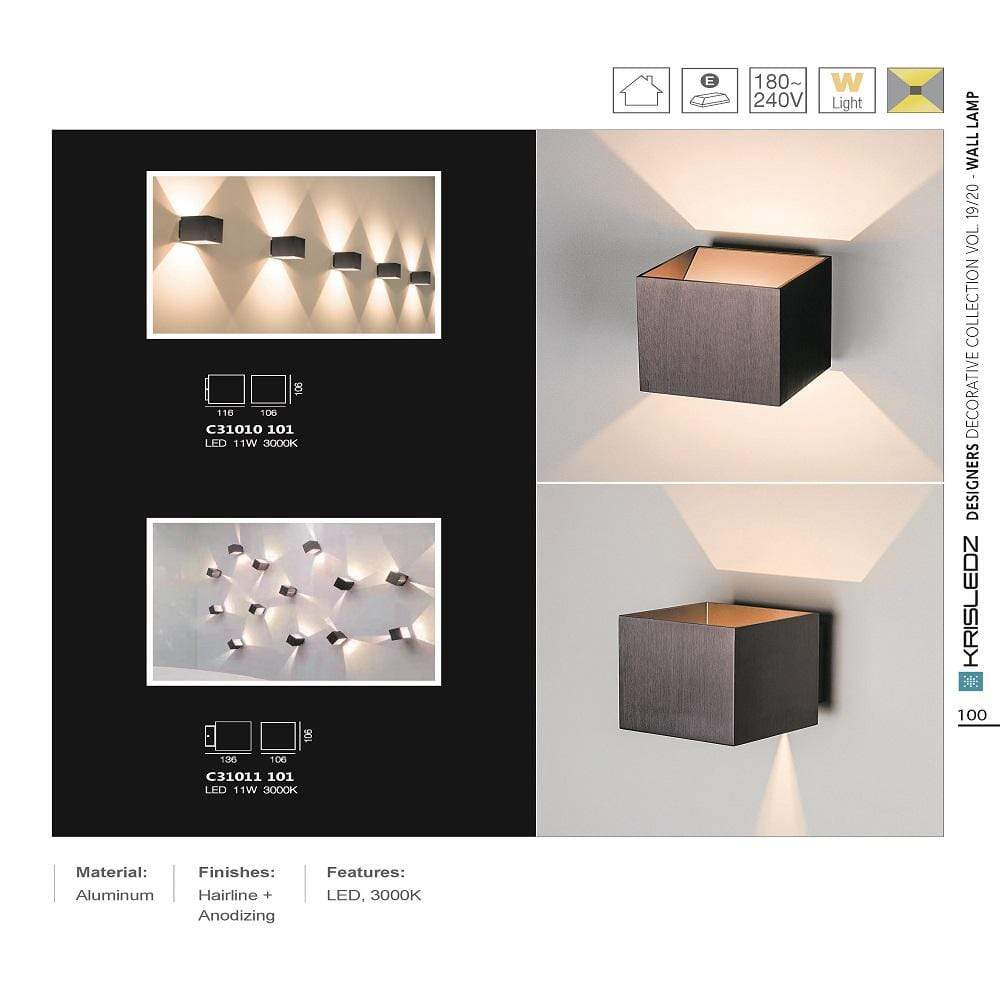 K1 Home Decore 11W / 3000K / FY38 Brown Krisledz Modern Wall Lamp