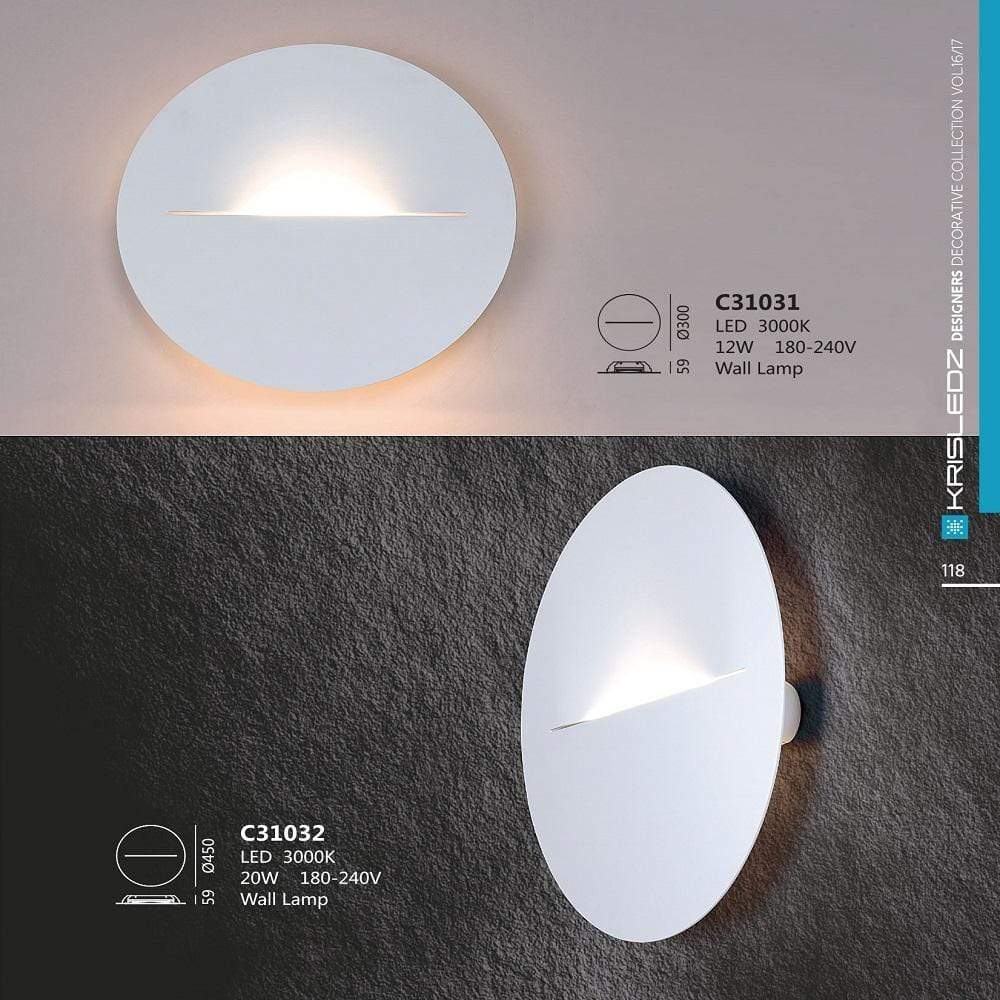 K1 Home Decore 12W / 3000K / White Krisledz Single Face Wall Lamp