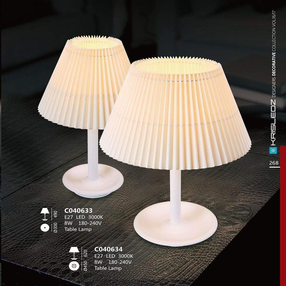 K1 Home Decore 1x 8W / 3000K / White Krisledz C40 Table Lamp