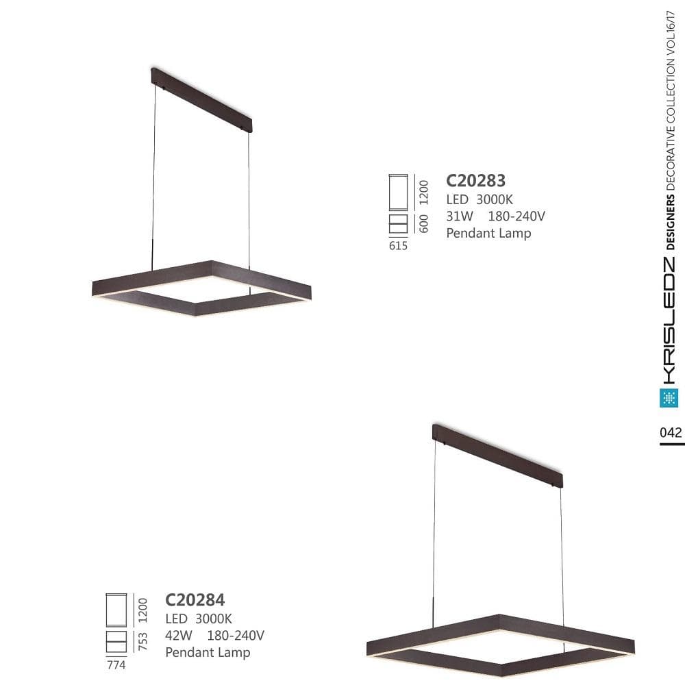 K1 Home Decore KRISLEDZ C20285 Square Pendant Light