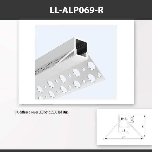 L9 Fixture [China] ALP069-R Recess Mount Aluminium Profile for 2835 Led Strip 2M x10Pcs