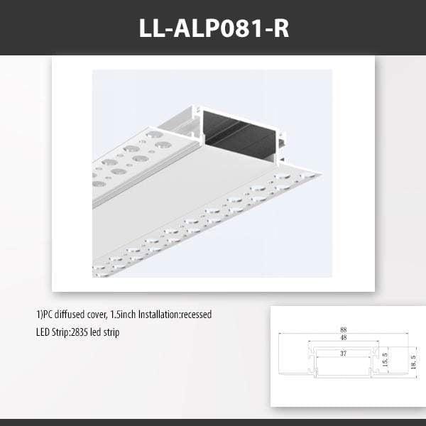 L9 Fixture [China] ALP081-R Recess Mount Aluminium Profile For 2835 Led Strip 2M x10Pcs