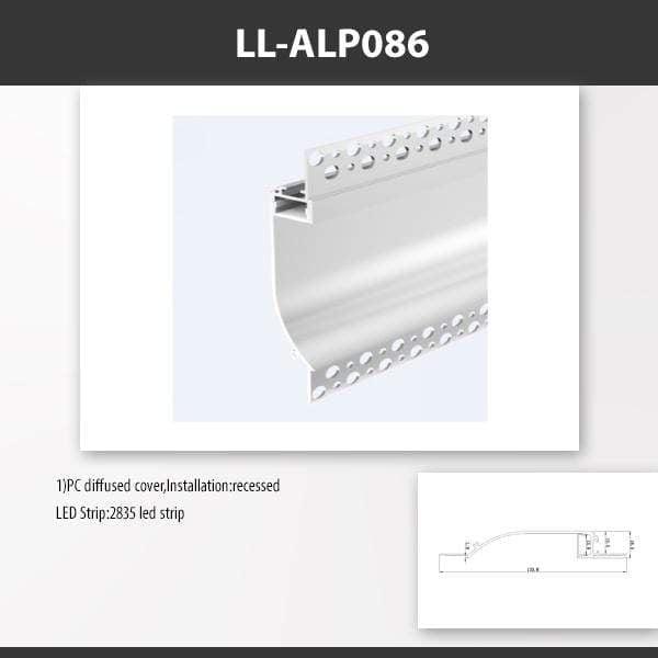L9 Fixture [China] ALP086 Recess Mount Aluminium Profile For 2835 Led Strip 2M x10Pcs