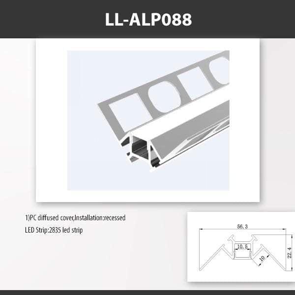 L9 Fixture [China] ALP088 Recess Mount Aluminium Profile For 2835 Led Strip 2M x10Pcs