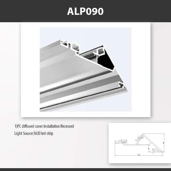 L9 Fixture [China] ALP090 Recess Mount Aluminium Profile for 5630 Led Strip 2M x10Pcs