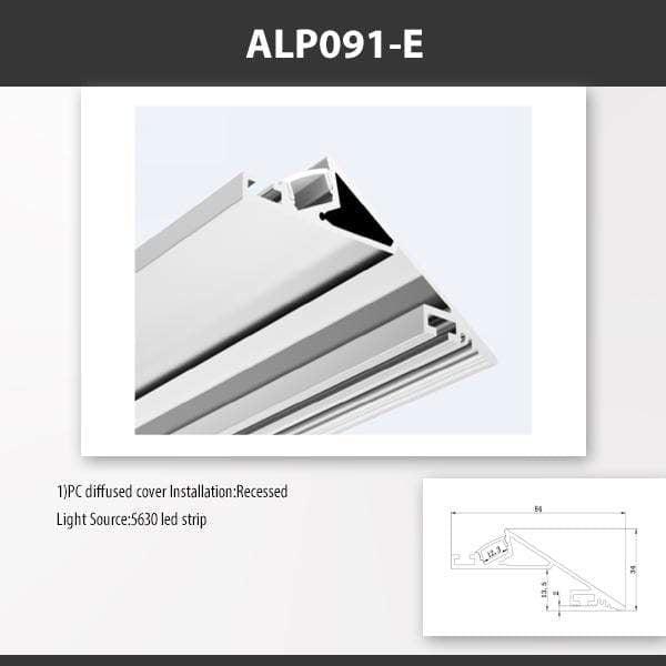 L9 Fixture [China] ALP091-E Recess Mount Aluminium Profile for 5630 Led Strip 2M x10Pcs