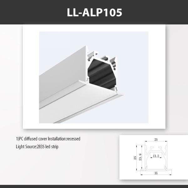 L9 Fixture [China] ALP105 Recess Mount Aluminium Profile For 2835 Led Strip 2M x10Pcs