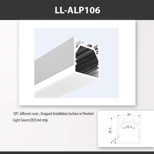 L9 Fixture [China] ALP106 Surface Mount Aluminium Profile For 2835 Led Strip 2M x10Pcs