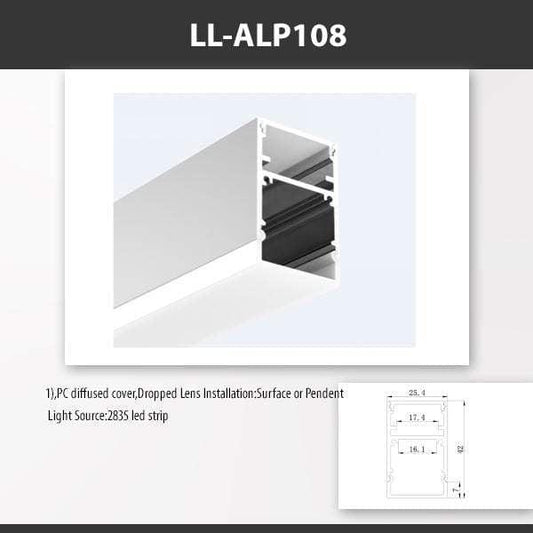 L9 Fixture [China] ALP108 Surface Mount Aluminium Profile For 2835 Led Strip 2M x10Pcs
