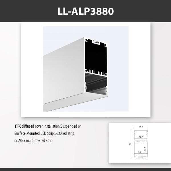 L9 Fixture [China] ALP3880 Surface Mount Aluminium Profile For 2835 Led Strip 2M x10Pcs
