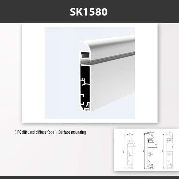 L9 Fixture [China] SK1580 Surface Mount Aluminium Profile 2M x10Pcs