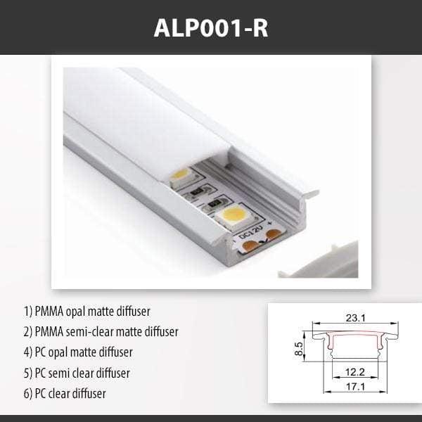 L9 Fixture LL-ALP001-R / PMMA Opal Matte [China] ALP001-R Recessed Mounting Aluminium Profile For 2835 Led Strip 2M x10Pcs