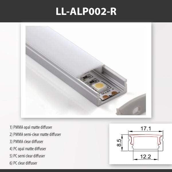 L9 Fixture LL-ALP002-R / PMMA Opal Matte [China] ALP002-R Recessed Mounting Aluminium Profile For 2835 Led Strip 2M x10Pcs