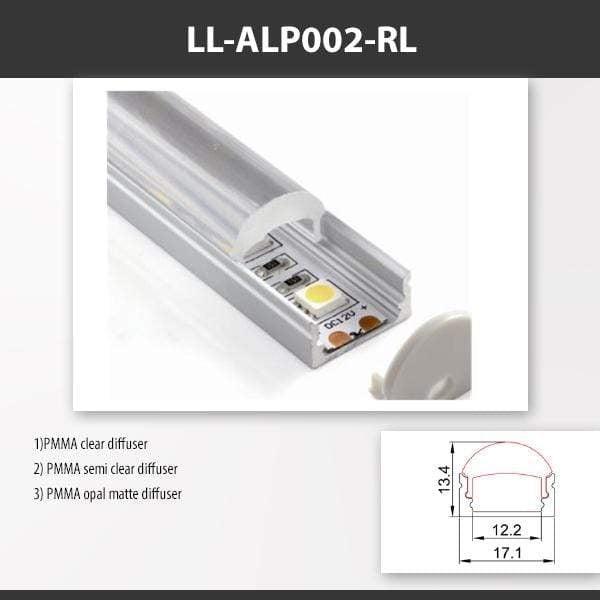 L9 Fixture LL-ALP002-RL / PMMA Opal Matte [China] ALP002-R Recessed Mounting Aluminium Profile For 2835 Led Strip 2M x10Pcs