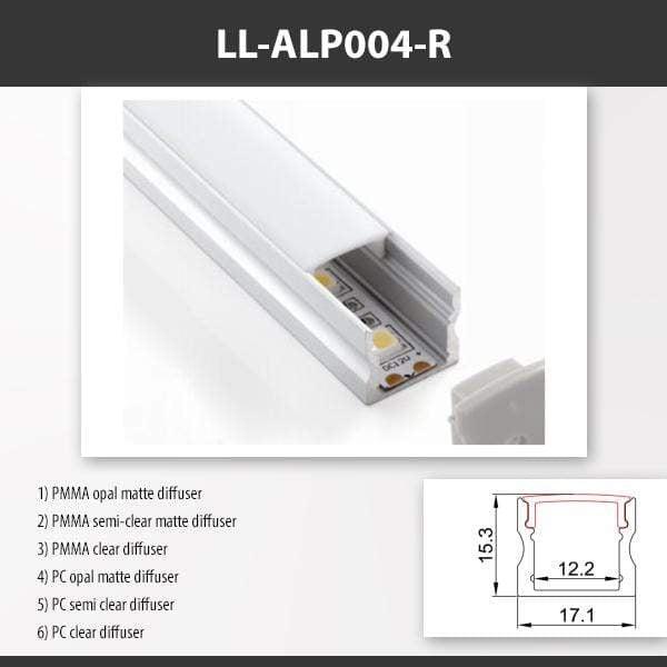 L9 Fixture LL-ALP004-R / PMMA Opal Matte [China] ALP004-R Recessed Mounting Aluminium Profile For 2835 Led Strip 2M x10Pcs