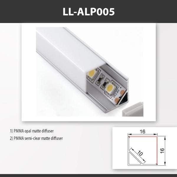 L9 Fixture LL-ALP005 / PMMA Opal Matte [China] ALP005 Surface Mounting Aluminium Profile For 2835 Led Strip 2M x10Pcs