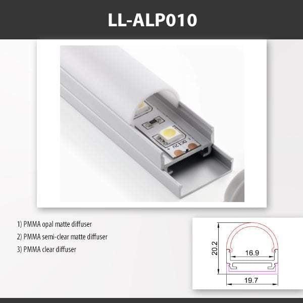 L9 Fixture LL-ALP010 / PMMA Opal Matte [China] ALP010 Surface Mounting Aluminium Profile For 2835 Led strip 2M x10Pcs