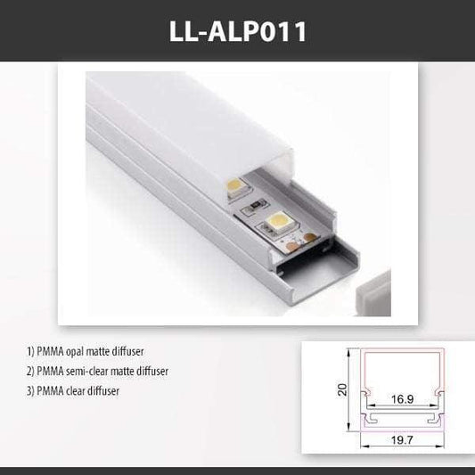 L9 Fixture LL-ALP011 / PMMA Opal Matte [China] ALP011 Surface Mounting Aluminium Profile For 2835 Led Strip 2M x10Pcs