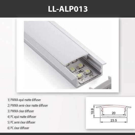 L9 Fixture LL-ALP013 / PMMA Opal Matte / Surface Mount [China] ALP013 Aluminium Profile For 3528 Led Strip 2M x10Pcs