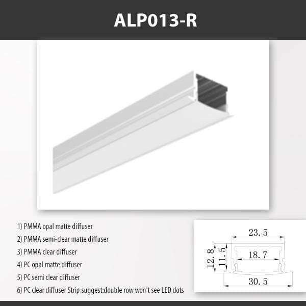 L9 Fixture LL-ALP013-R / PMMA Opal Matte / Recess Mount [China] ALP013 Aluminium Profile For 3528 Led Strip 2M x10Pcs