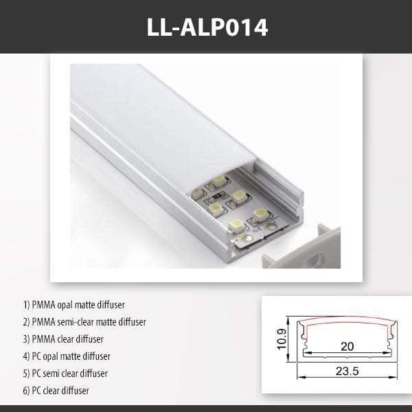 L9 Fixture LL-ALP014 / PMMA Opal Matte / Surface Mount [China] ALP014 Aluminium Profile For 3528 Led strip 2M x10Pcs