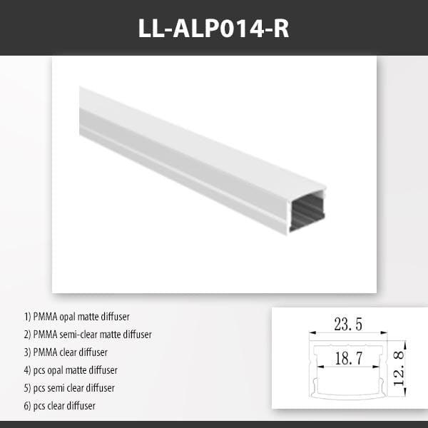 L9 Fixture LL-ALP014-R / PMMA Opal Matte / Recess Mount [China] ALP014 Aluminium Profile For 3528 Led strip 2M x10Pcs