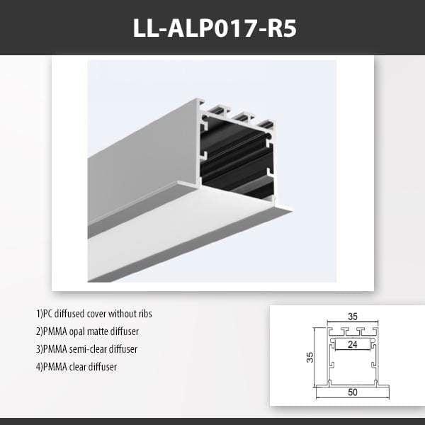 L9 Fixture LL-ALP017-R5 / PMMA Opal Matte [China] ALP017-R Recessed Mounting Aluminium Profile For 2835 Led Strip2M x10Pcs