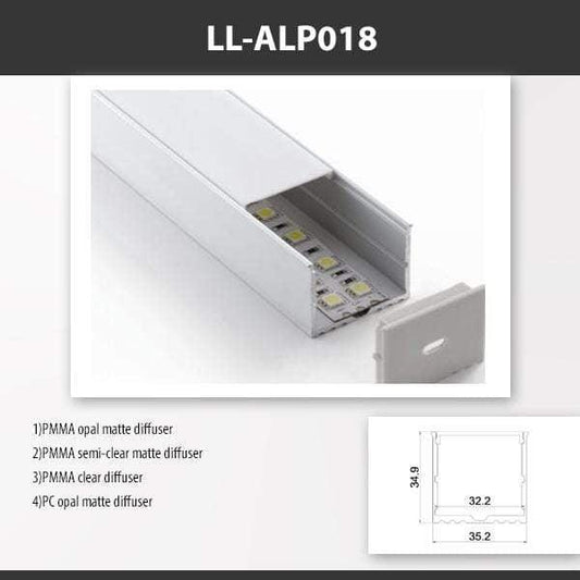 L9 Fixture LL-ALP018 / PMMA Opal Matte / Surface [China] ALP018 Aluminium Profile For 2835 Led Strip 2M x10Pcs