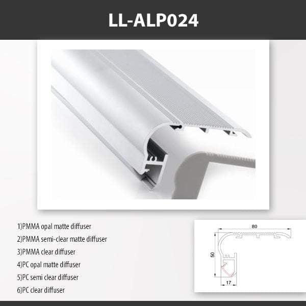 L9 Fixture LL-ALP024 / PMMA Opal Matte / Surface Mount [China] ALP024 Aluminium Profile for 2835 Led Strip 2M x10Pcs