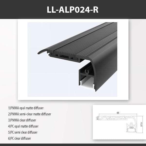 L9 Fixture LL-ALP024-R / PMMA Opal Matte / Recess Mount [China] ALP024 Aluminium Profile for 2835 Led Strip 2M x10Pcs