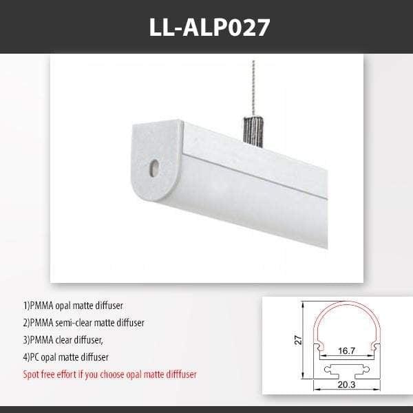 L9 Fixture LL-ALP027 / PMMA Opal Matte / Surface [China] ALP027 Surface Mount Aluminium Profile For 2835 Led Strip 2M x10Pcs
