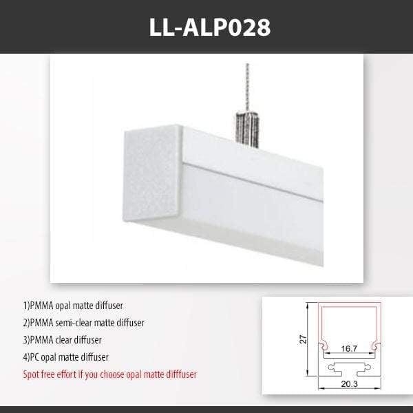 L9 Fixture LL-ALP028 / PMMA Opal Matte / Surface [China] ALP028 Surface Mount Aluminium Profile For 2835 Led Strip 2M x10Pcs