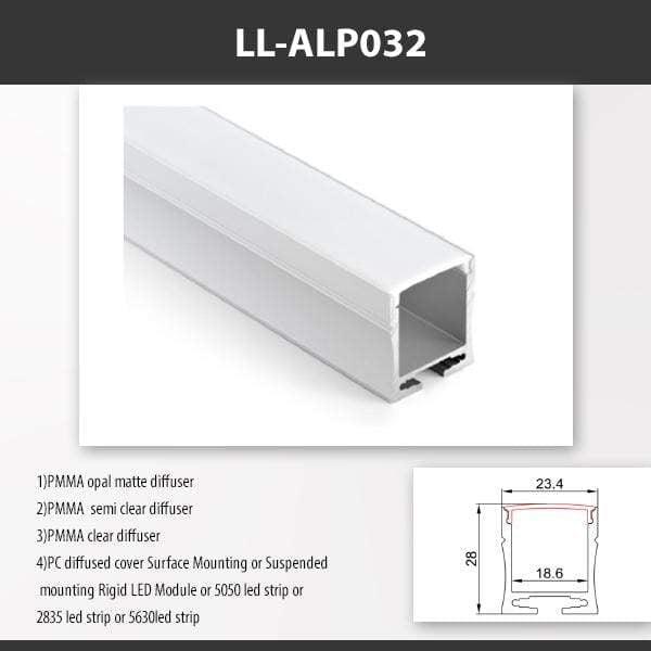 L9 Fixture LL-ALP032 / PMMA Opal Matte [China] ALP032 Surface Mounting Aluminium Profile 2M x10Pcs