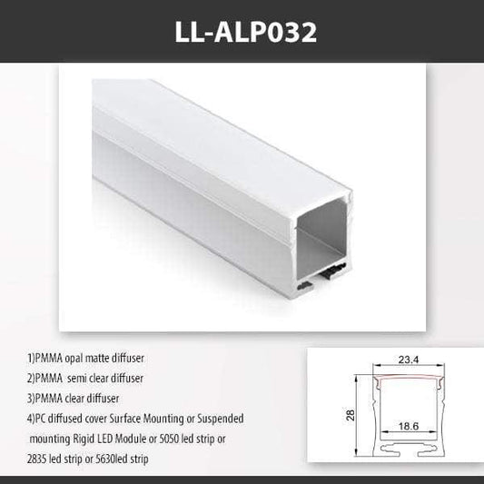 L9 Fixture LL-ALP032 / PMMA Opal Matte [China] ALP032 Surface Mounting Aluminium Profile 2M x10Pcs