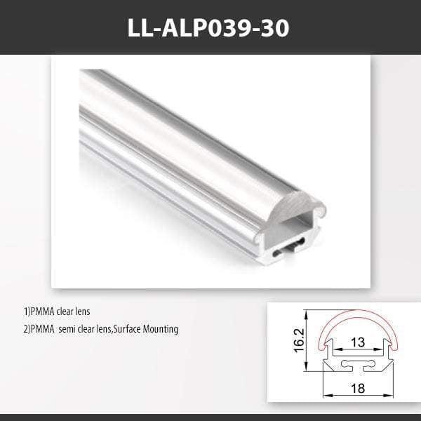 L9 Fixture LL-ALP039-30 / PMMA Clear Lens / With 30° [China] ALP039 Surface Mounting Aluminium Profile 2M x10Pcs